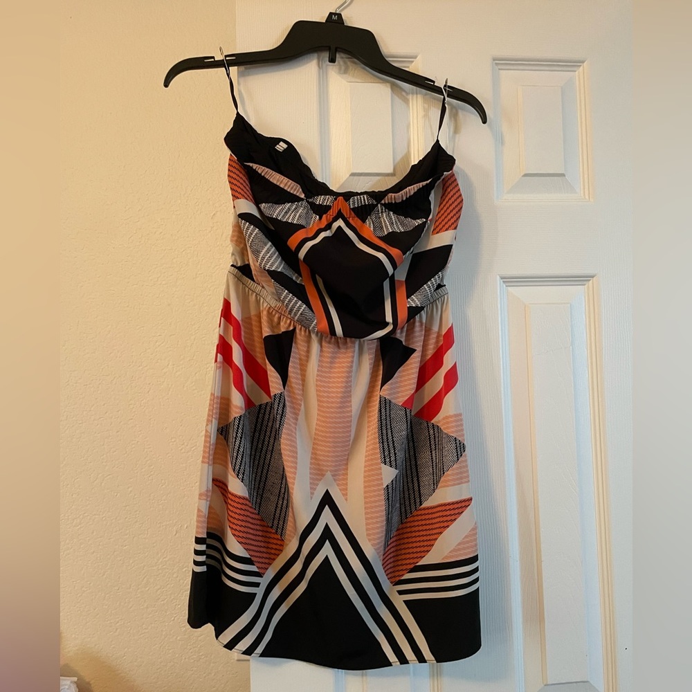 Coral and Black strapless Dress size Small